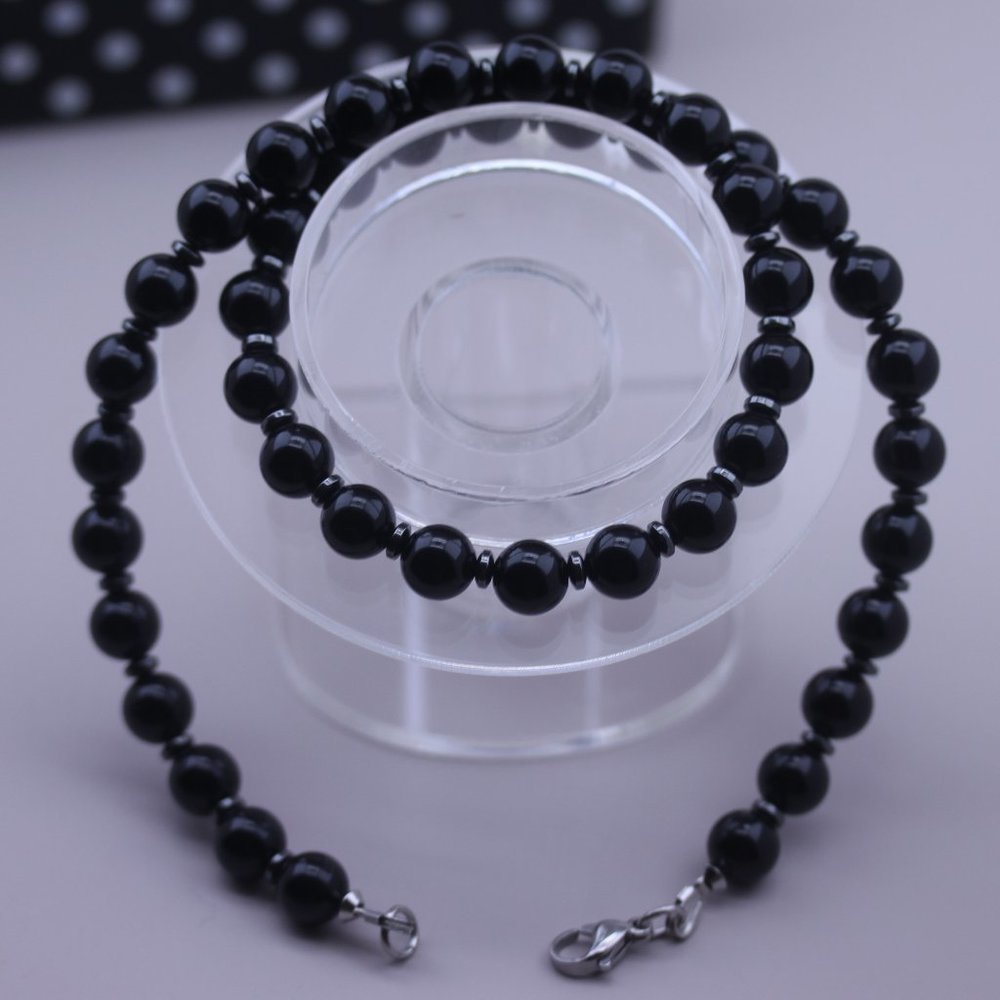 Men's Onyx Choker Necklace-Black Gemstone Necklace-Onyx Jewelry-Women's Necklace